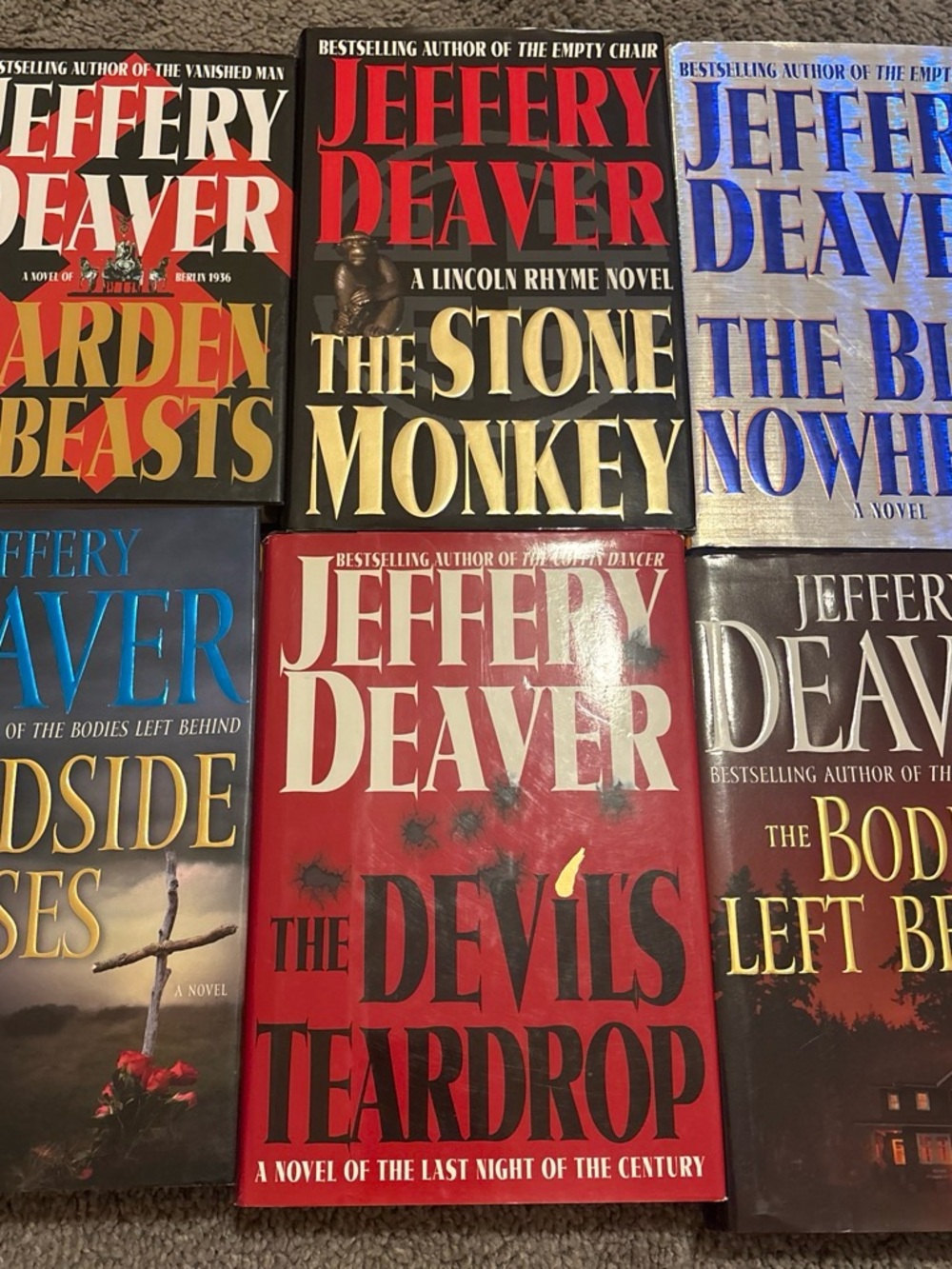Set of 6 Jeffery Deaver hardback books!